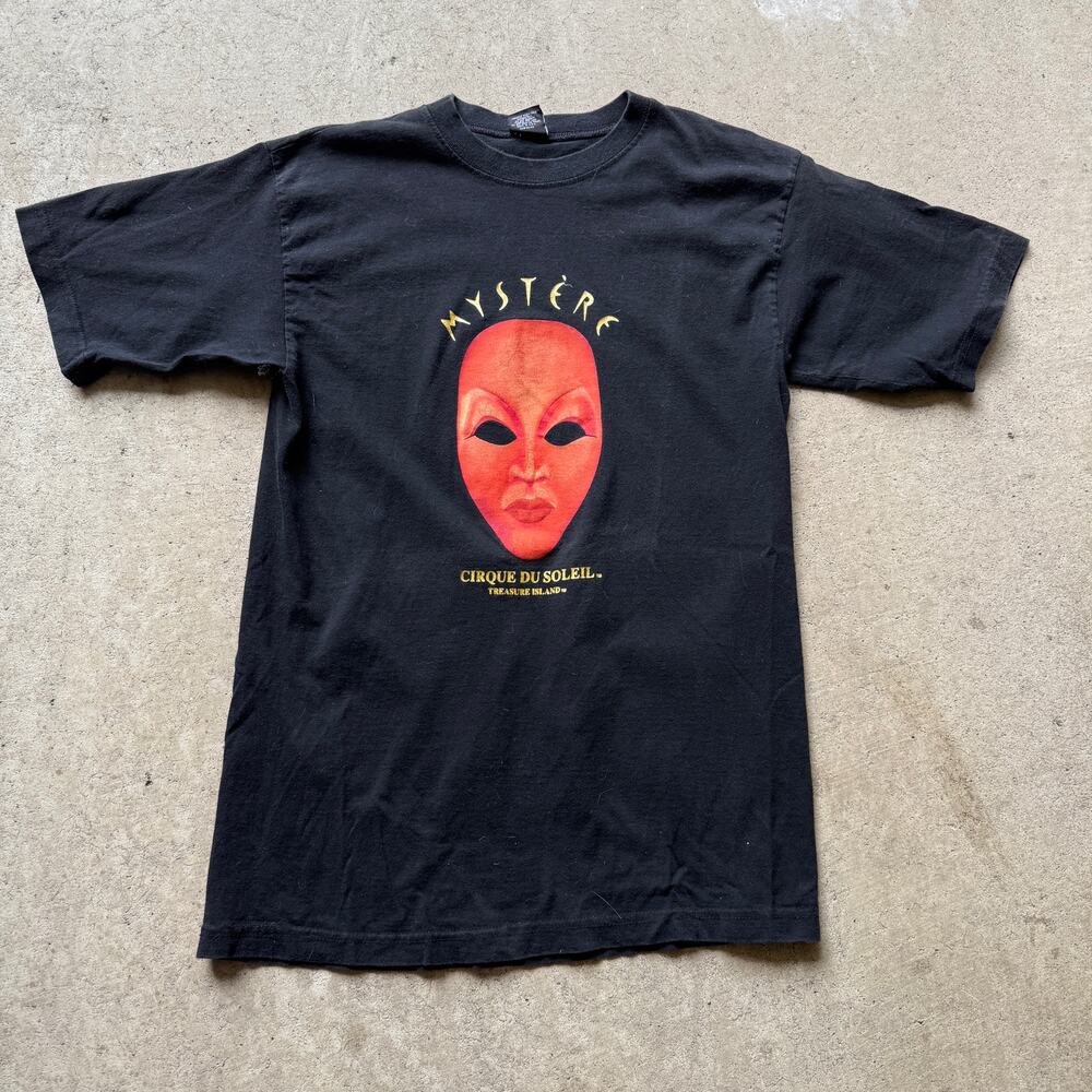 Vintage Mystère Cirque Du Soleil Treasure Island Vegas Black Tee Shirt Sz Medium